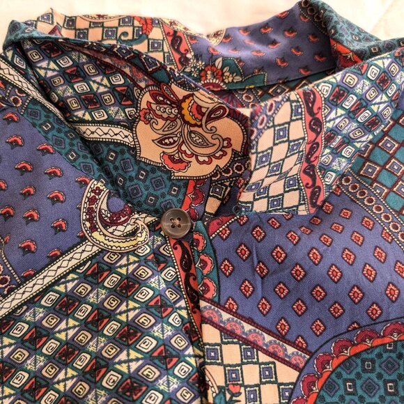 PACSUN Shirt Men's M Multicolor Abstract Short‎ Sleeve Loop Camp Collar Rayon - Picture 9 of 15